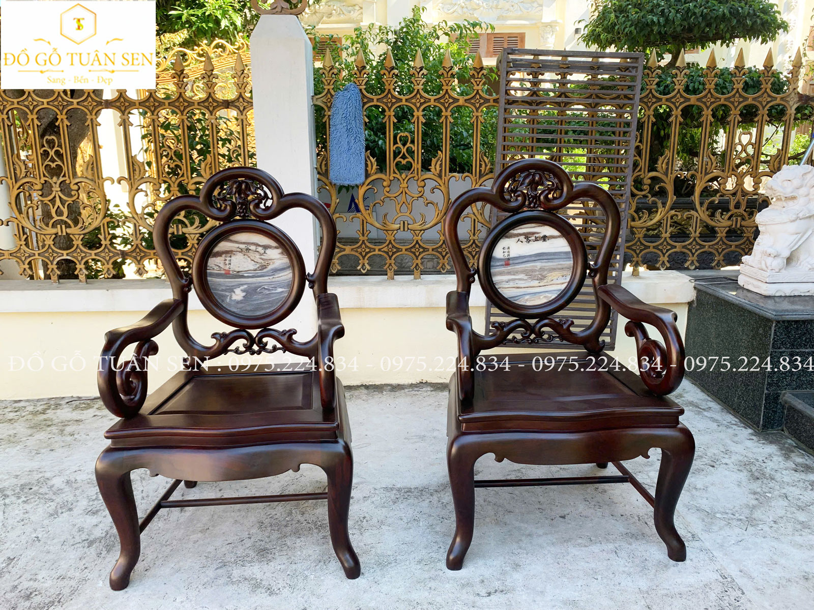 Hình ảnh chi tiết  bộ ghế guột gỗ trắc 